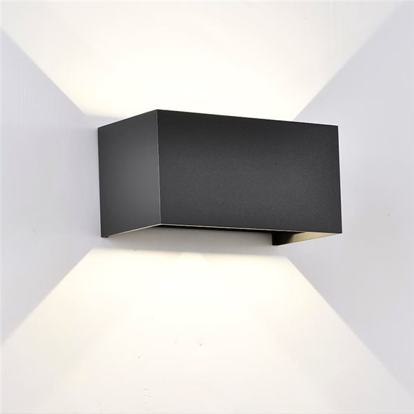 Aplique LED retangular externo DAVOS preto, 4x6W 24W 2700K dimerizável 2200Lm, IP54