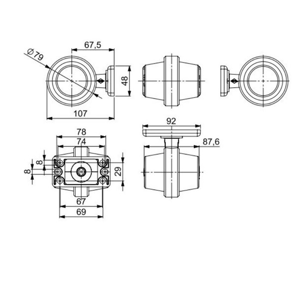 Clignotant court homologué Cat. 5 LKD 2567 12/24 V
