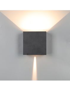 Aplique LED exterior cuadrado DAVOS XL negro, 2x10W 20W 2700K dimmable 1830Lm 2