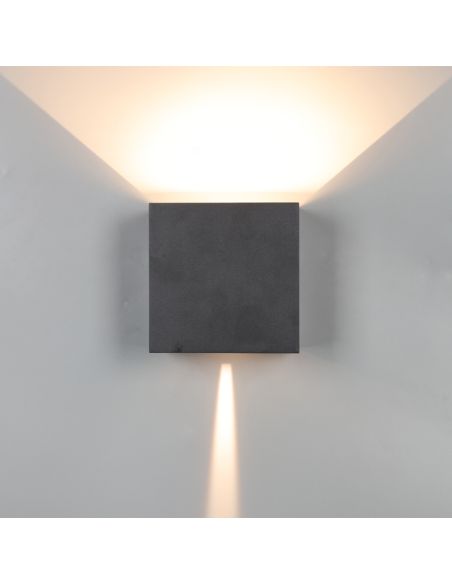 Applique murale extérieure LED DAVOS XL à 2 lampes, 10 W, variateur, gris foncé, blanc, noir ou marron, 2700 K