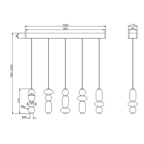 Lámpara de techo LED MINERVA 5x6W 5x800Lm DIP SWITCH 2300+3000+4000K IP20