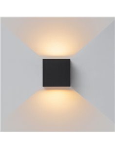 Aplique LED exterior cuadrado DAVOS XL negro, 2x10W 20W 2700K dimmable 1830Lm