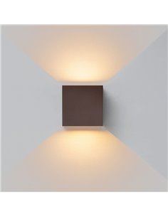 Aplique LED exterior cuadrado DAVOS XL corten, 2x10W 20W 2700K dimmable 1830Lm