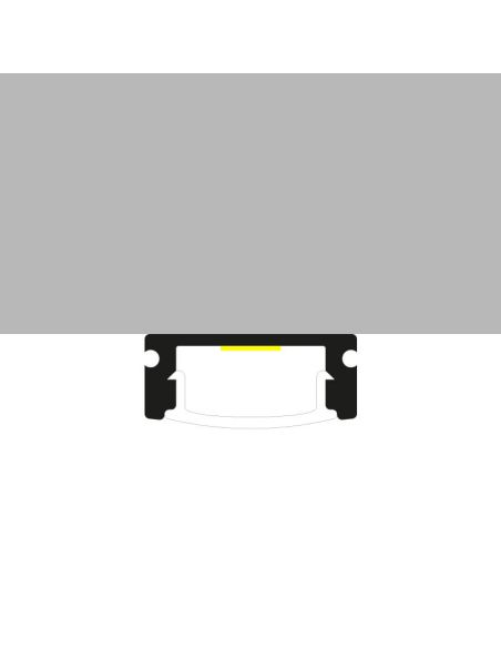 Perfil plano de alumínio SID com acabamento em laca preta, 2 metros, para fitas de LED.