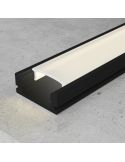Perfil plano de aluminio SID negro lacado 2 metros para tiras LED