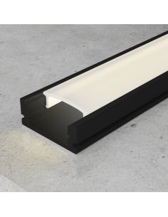Profilé plat en aluminium SID laqué noir de 2 mètres pour rubans LED