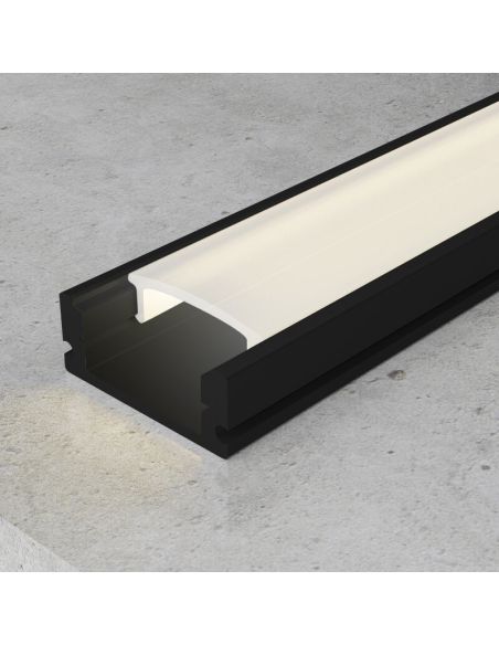 Perfil plano de aluminio SID negro lacado 2 metros para tiras LED
