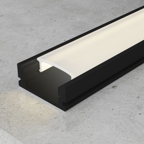 Perfil plano de aluminio SID negro lacado 2 metros para tiras LED