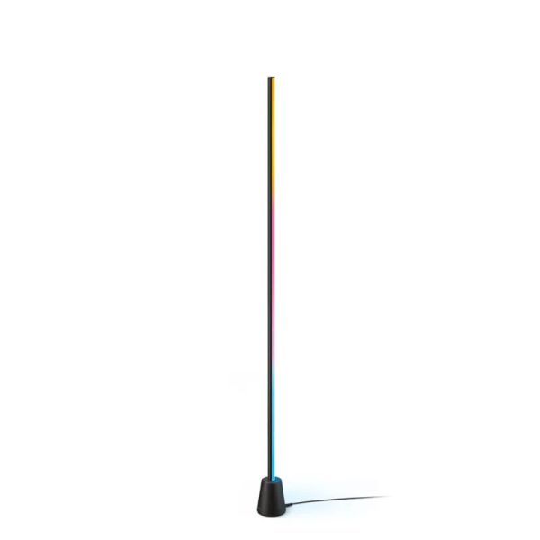Lámpara de suelo LED negra multicolor RGBIC GRADIENT FLOOR LIGHT, 1355mm longitud, sincroniza con la TV