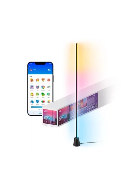 Lampadaire LED RGBIC à dégradé, noir multicolore, longueur 1355 mm, synchronisable avec la télévision