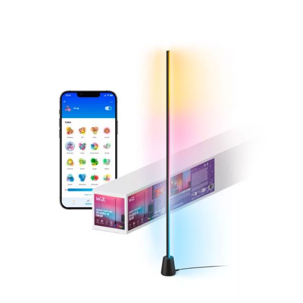 Lampadaire LED RGBIC à dégradé, noir multicolore, longueur 1355 mm, synchronisable avec la télévision