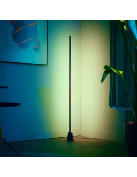Lámpara de suelo LED negra multicolor RGBIC GRADIENT FLOOR LIGHT, 1355mm longitud, sincroniza con la TV