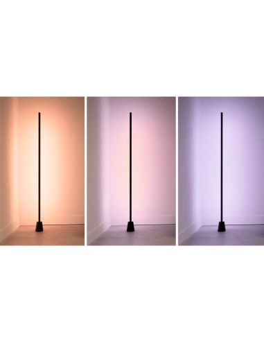 Lámpara de suelo LED negra multicolor RGBIC GRADIENT FLOOR LIGHT, 1355mm longitud, sincroniza con la TV