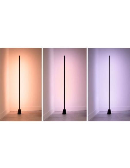 Lampadaire LED RGBIC à dégradé, noir multicolore, longueur 1355 mm, synchronisable avec la télévision