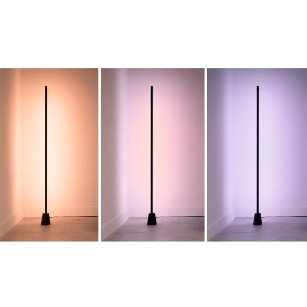 Lámpara de suelo LED negra multicolor RGBIC GRADIENT FLOOR LIGHT, 1355mm longitud, sincroniza con la TV