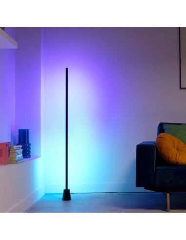 Lámpara de suelo LED negra multicolor RGBIC GRADIENT FLOOR LIGHT, 1355mm longitud, sincroniza con la TV