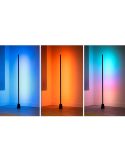 Lámpara de suelo LED negra multicolor RGBIC GRADIENT FLOOR LIGHT, 1355mm longitud, sincroniza con la TV