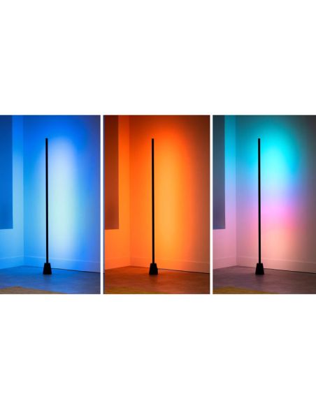 Lámpara de suelo LED negra multicolor RGBIC GRADIENT FLOOR LIGHT, 1355mm longitud, sincroniza con la TV