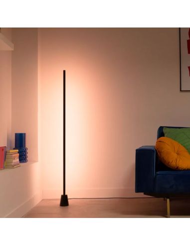 Lámpara de suelo LED negra multicolor RGBIC GRADIENT FLOOR LIGHT, 1355mm longitud, sincroniza con la TV