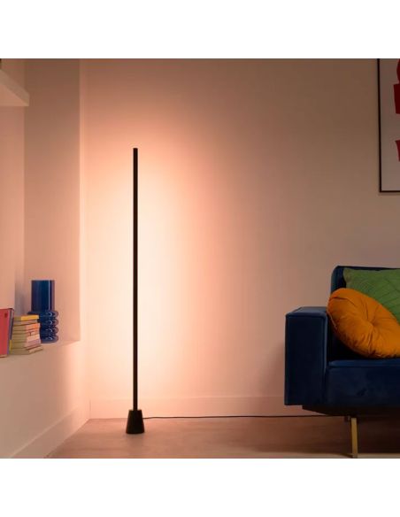 Lámpara de suelo LED negra multicolor RGBIC GRADIENT FLOOR LIGHT, 1355mm longitud, sincroniza con la TV