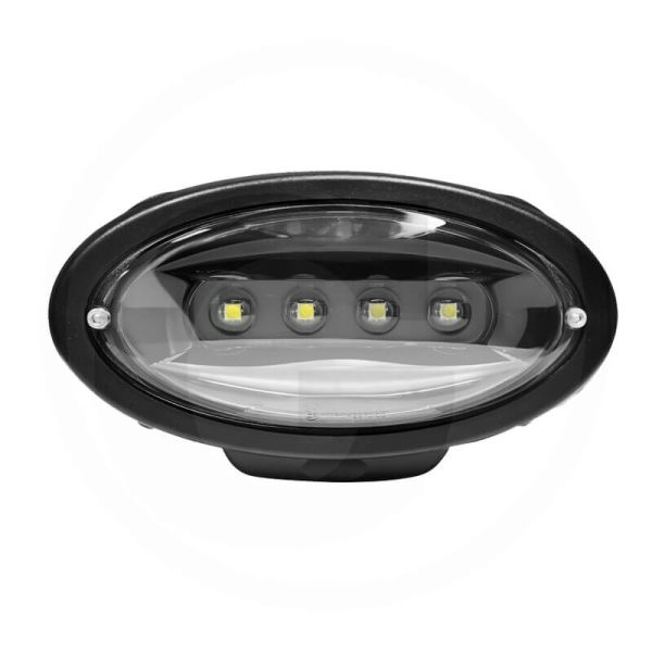 Farol de trabalho LED oval embutido preto de 65 W para John Deere, 6000 lúmens.