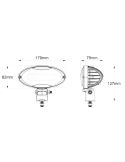 Medidas Faro de trabajo LED ovalado 8.800Lm con soporte inferior para John Deere
