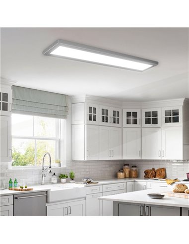 Panneau LED rectangulaire L1270mm blanc, 93W, réglable 3000K/4000K/5700K