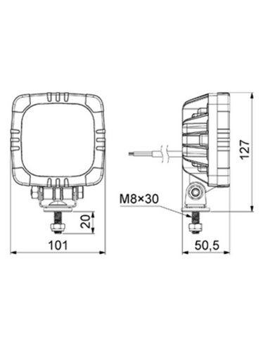Faro de trabajo LED LRD 2679 12W 1000Lm 6500K 12/24V homologado R10 EMC IP68
