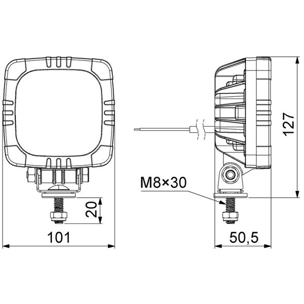 Faro de trabajo LED LRD 2679/RED luz roja para trabajos especiales, 12/24V 3,6W homologado R10 EMC IP68