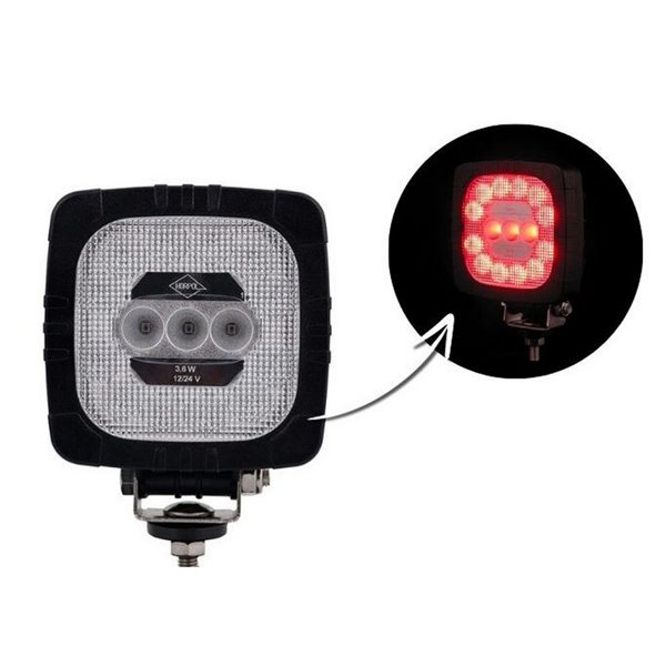 Faro de trabajo LED LRD 2679/RED luz roja para trabajos especiales, 12/24V 3,6W homologado R10 EMC IP68