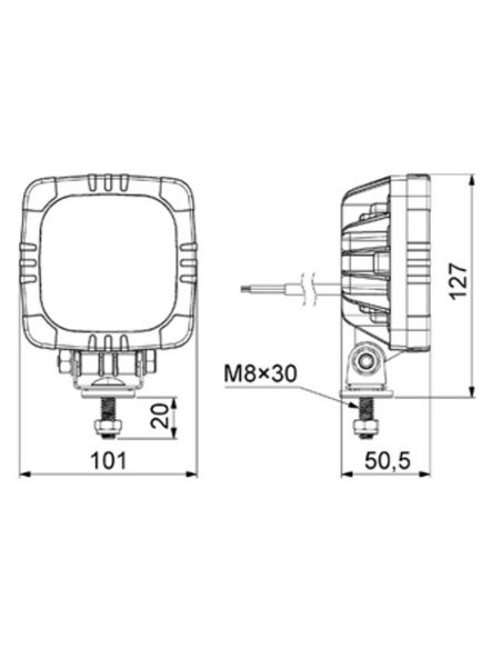 Faro de trabajo con función de marcha atrás LRD 2681 12/24V 1000Lm homologado E9 R23 EMC
