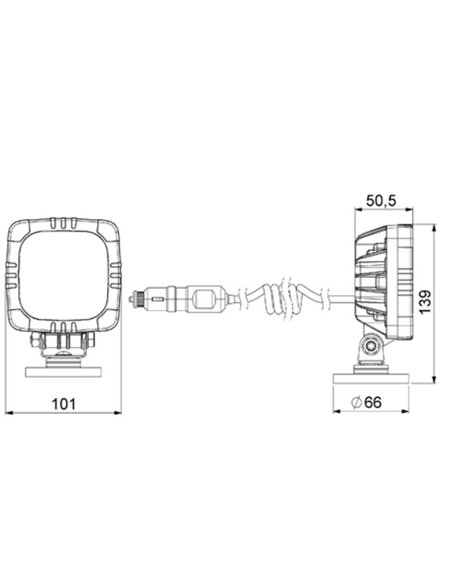 Faro de trabajo LED con imán y enchufe mechero LRD 2685 12/24V 12W 1000Lm homologado R10 EMC IP68