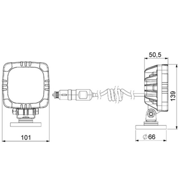Luz de trabalho LED com ímã e plugue para acendedor de cigarros LRD 2685 12/24V 12W 1000Lm homologada R10 EMC IP68