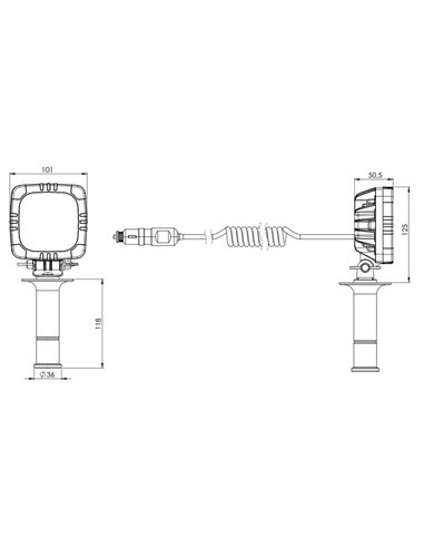 Faro de trabajo LED imán, enchufe mechero y accesorio vehículos especiales 12/24V 12W