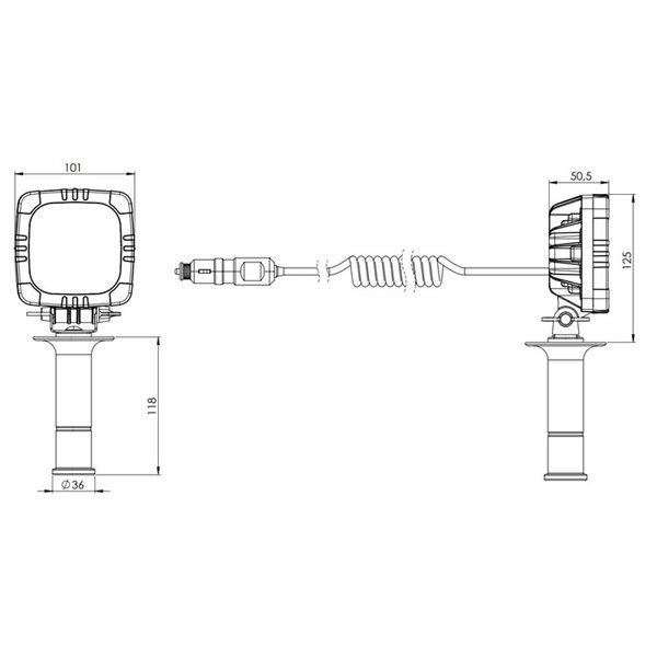 Projecteur de travail LED avec aimant, prise allume-cigare et accessoire spécial véhicule 12/24 V 12 W
