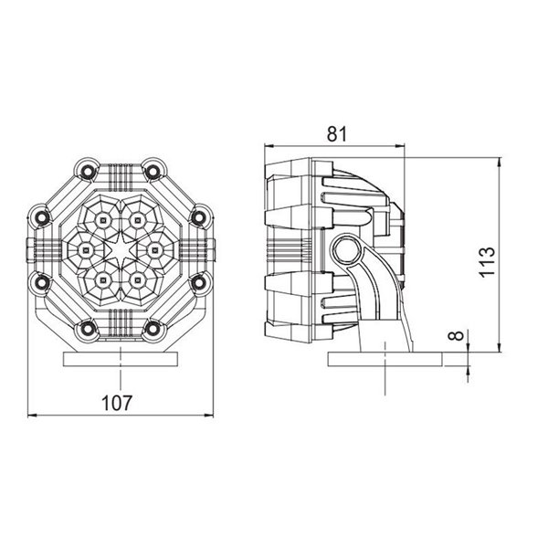 LRD 980 23W 1800Lm 12/24V IP68 Farol de Trabalho Magnético com Plugue para Acendedor de Cigarros