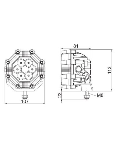 Faro de trabajo 23W de larga distancia LRD 2136 1800Lm 12/24V IP68