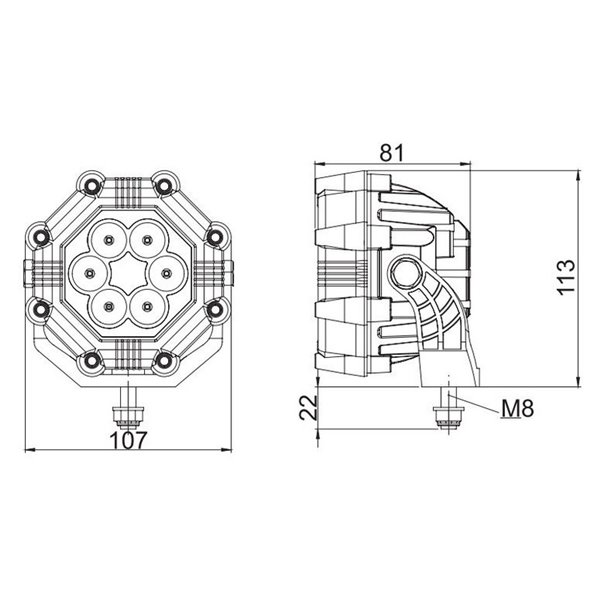 Projecteur de travail longue portée LRD 2136 1800 lm 23 W 12/24 V IP68