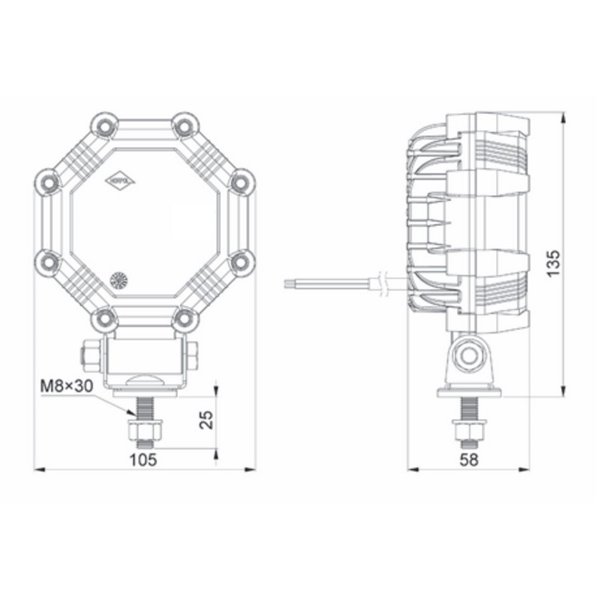 Faro de trabajo SLIM LRD 2984 con función de marcha atrás 20W/4W 12/24V 1800Lm ECE