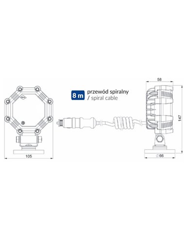 Farol de trabalho SLIM LRD 2985 com ímã e plugue para acendedor de cigarros, 23W 1800Lm