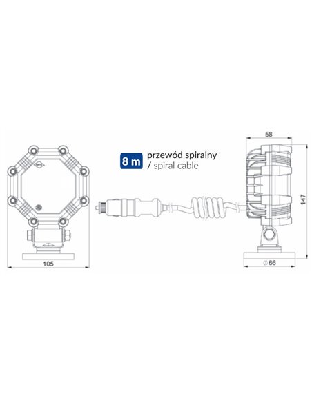 Farol de trabalho SLIM LRD 2985 com ímã e plugue para acendedor de cigarros, 23W 1800Lm