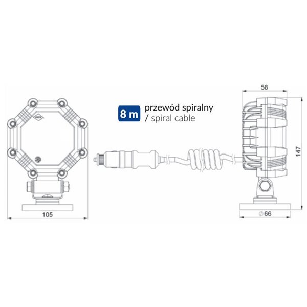 Farol de trabalho SLIM LRD 2985 com ímã e plugue para acendedor de cigarros, 23W 1800Lm