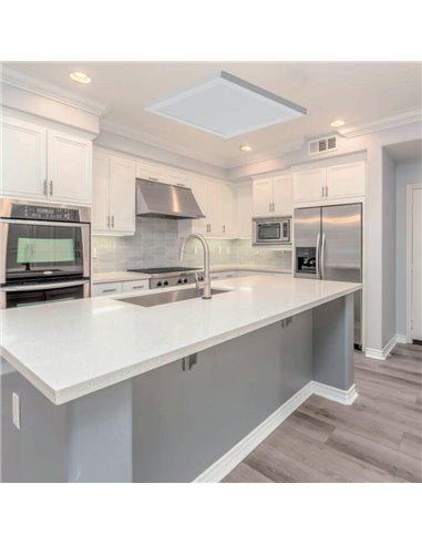 Painel LED quadrado de 450 mm com superfície branca, 80 W, dimerizável, 3000 K/4000 K/5700 K