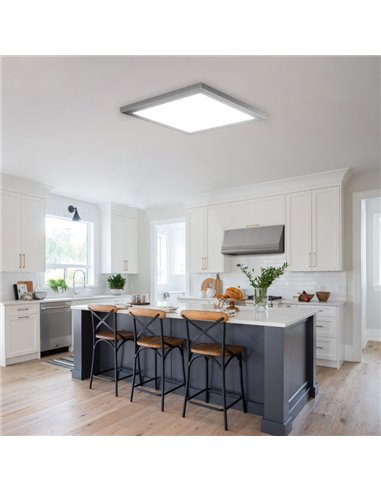 Panel cuadrado LED de superficie 450mm plata galvanizada, 80W regulable 3000K/4000K/5700K