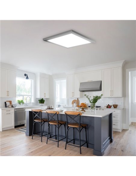 Panneau LED carré de 450 mm, argent galvanisé, 80 W, dimmable 3000 K/4000 K/5700 K