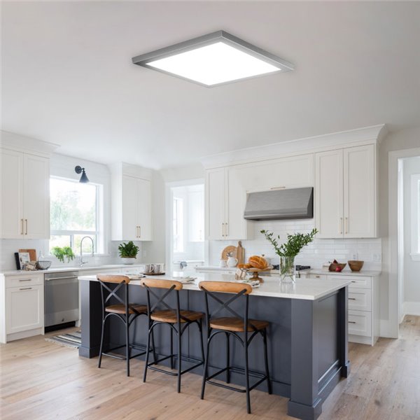 Panel cuadrado LED de superficie 450mm plata galvanizada, 80W regulable 3000K/4000K/5700K