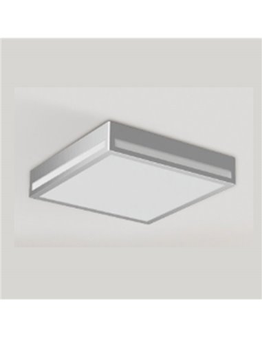 Luminária de teto quadrada de LED, 260 mm, superfície galvanizada prateada, 25 W, IP44, 3CCT (3000 K-5700 K)