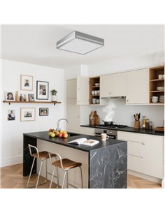 Luminária de teto quadrada de LED, 260 mm, superfície galvanizada prateada, 25 W, IP44, 3CCT (3000 K-5700 K) 2