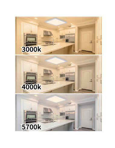 Plafón LED cuadrado 260mm de superficie plata galvanizada 25W IP44 3CCT (3000K-5700K)