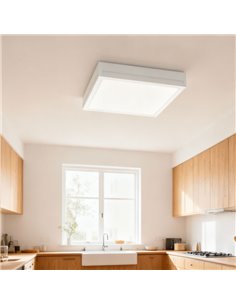 Luminária de teto LED quadrada de 380 mm, montagem em superfície, branca, 36 W, IP44, 3CCT (3000 K-5700 K) 2
